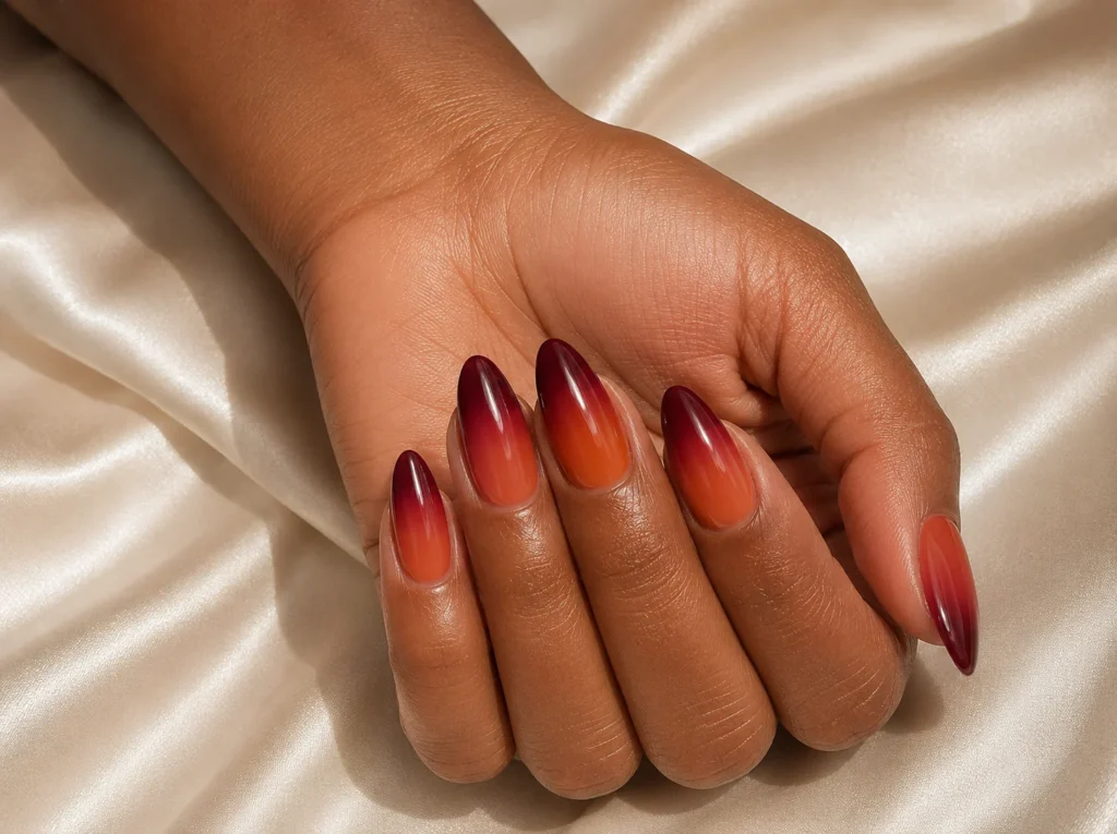 19+ Burnt Orange Nail Designs for a Rich, Modern Manicure Burnt orange and burgundy ombré nail designs