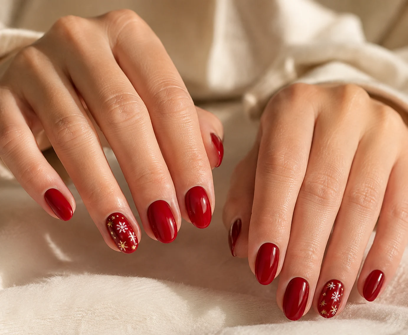 25 Christmas Nail Design That Feel Festive, Chic, and Beautiful Classic red Christmas nails with elegant festive accents
