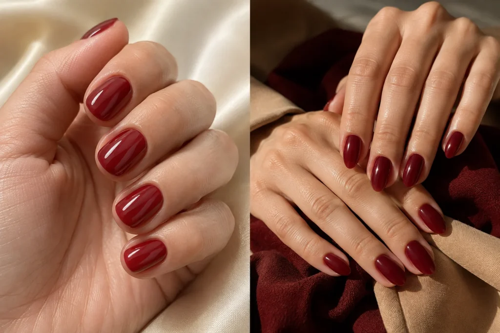 17 September Nail Ideas for a Stylish Start to Fall Glossy translucent cranberry jelly nails