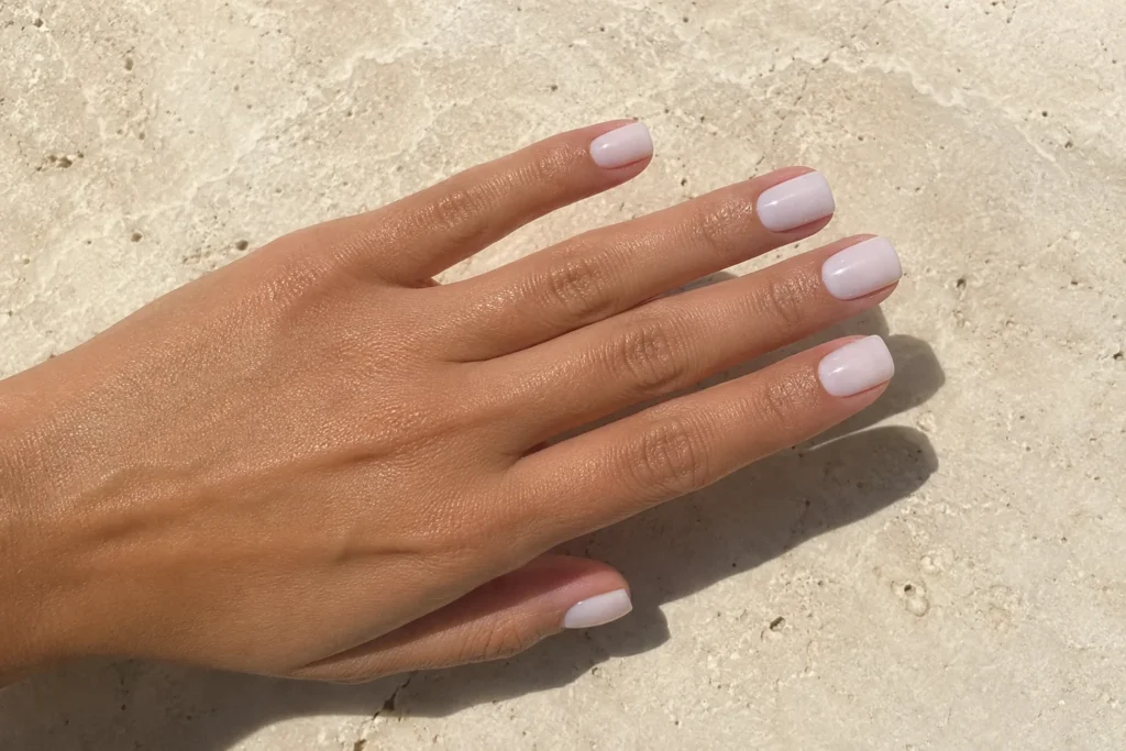19+ Latest Nail Trends for 2026: Colors, Shapes, Designs and Stunning Ideas to Try Translucent coconut-jelly white polish on short square nails