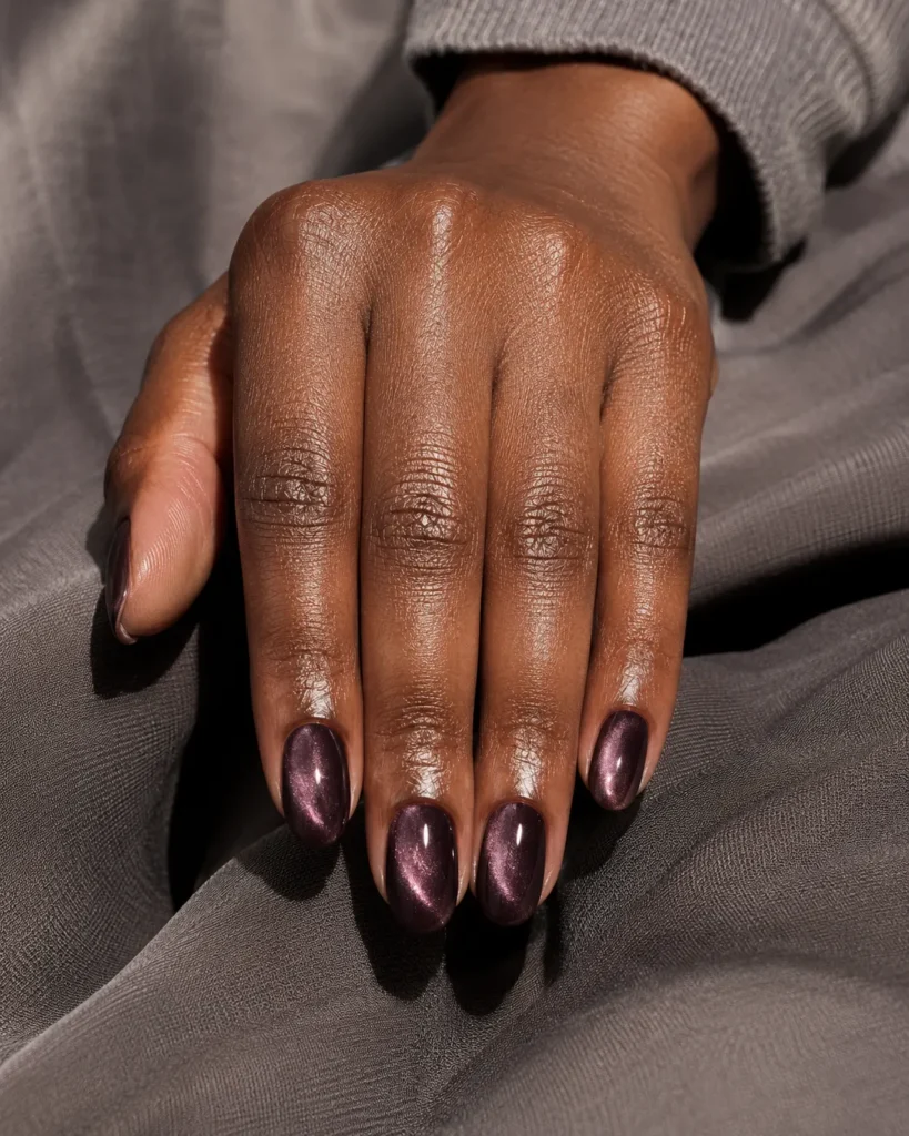 19+ Latest Nail Trends for 2026: Colors, Shapes, Designs and Stunning Ideas to Try Cocoa plum velvet cat-eye nails with dimensional magnetic shine