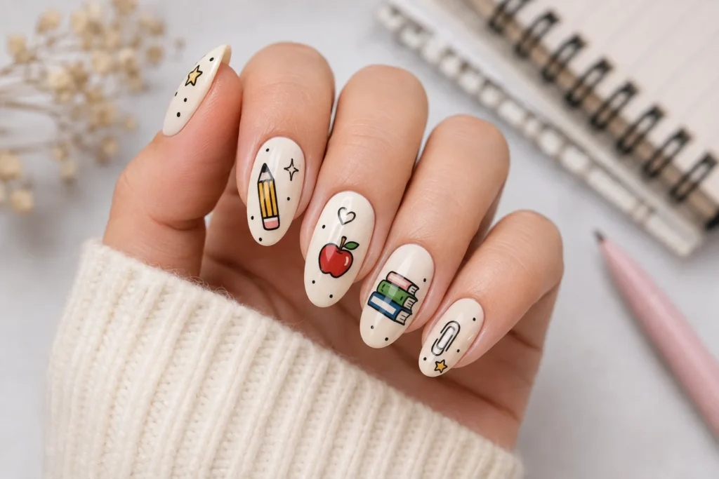 school-inspired back-to-school nail designs