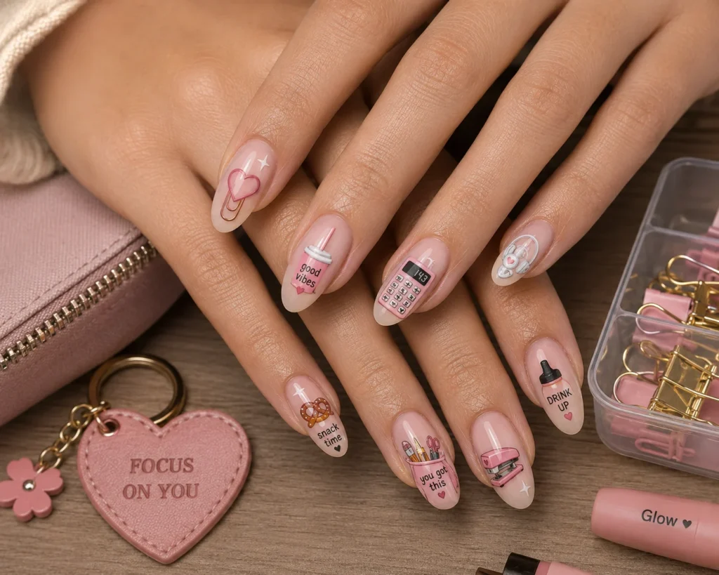 playful back-to-school nail designs
