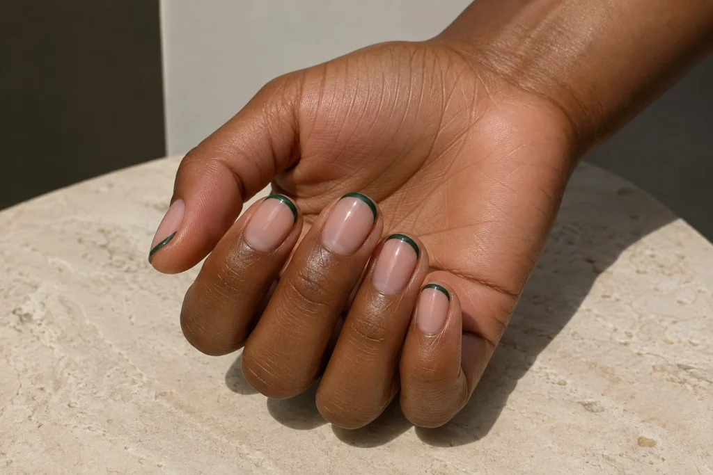 short nail designs forest green french
